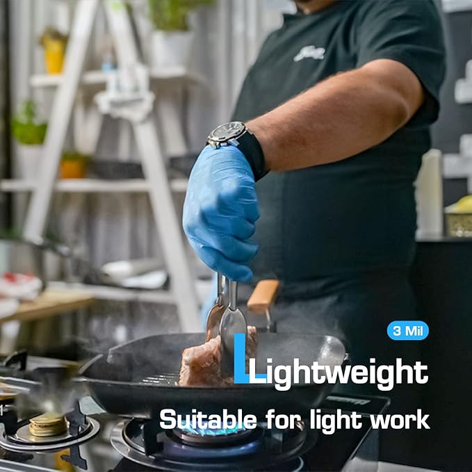 Powder-Free Nitrile Gloves, Medium Size, Box/100, 3.5g, 3 mil Light Duty Latex Free Disposable Gloves