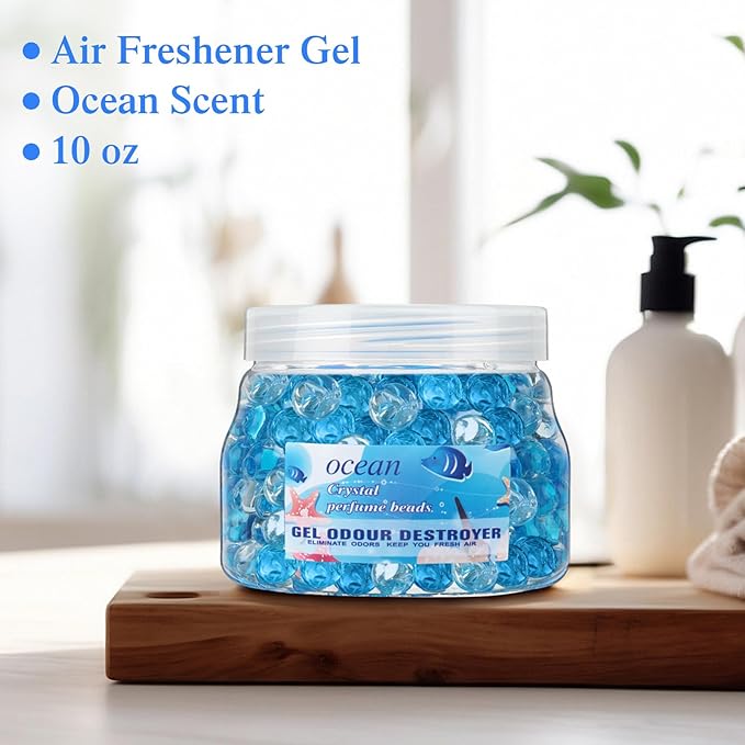 9 Pack Odor Eliminator Gel Beads Bulk 10 Ounces Air Freshener Gel Beads Odor Eliminator for Home, Bathrooms, Cars, Boats and Pet Areas(Ocean)