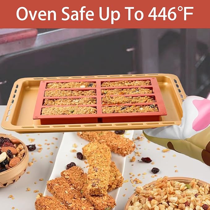 8 Cavity Rectangle Silicone Molds For Food，1 Inch Deep Chocolate Bar Baking Mold，Homemade Granola Bar/Cereal Protein Energy/Candy Bar - Set of 1