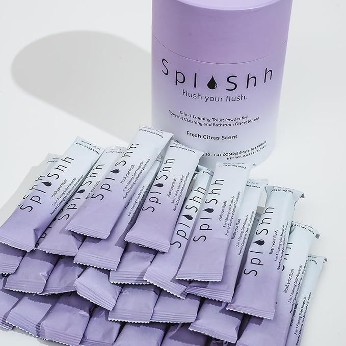 SplaShh 5 in 1 Toilet Bowl Cleaner, 30 Powder Packets, No Harsh Chemicals, Replaces Toilet Sprays, Toilet Pods, Toilet Tablets, Toilet Bowl Cleaner