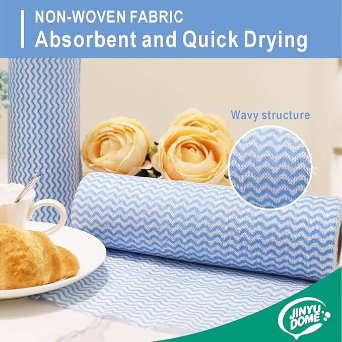 Handi Wipes Reusable Cloths, Blue Disposable Kitchen Cleaning Rolls, Heavy Duty Cleaning Cloths,J Cloth, Blue, 50 Pcs/Roll, Total 3 Rolls