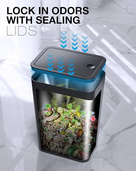 Bathroom Trash Can with Lid, 2 Pack 4 Gallons/15 Liters Garbage Can with Pop-Up Lid, Small Plastic Trash Can, Slim Trash Bin Waste Basket for Bathroom, Bedroom, Office, Living Room(Black)