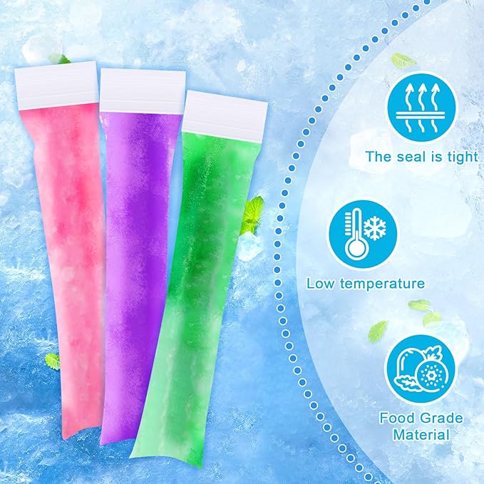LOMIMOS 160PCS Disposable Popsicle Bags with Funnel,BPA Free Ice Pop Molds Double Zipper Freezer Tubes Reusable Ice Candy Sticks for DIY Yogurt Juice Smoothies(1.96"x7.87") – Family & Party Snacks