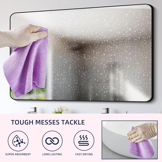 Microfiber Cleaning Cloth Roll - 85 Pack, Tear Away Microfiber Towels, 12" x 12", Reusable, Washable, Streak Free, Ultra Absorbent Dish Rags for Car, Home, Garage or Shop (Purple)