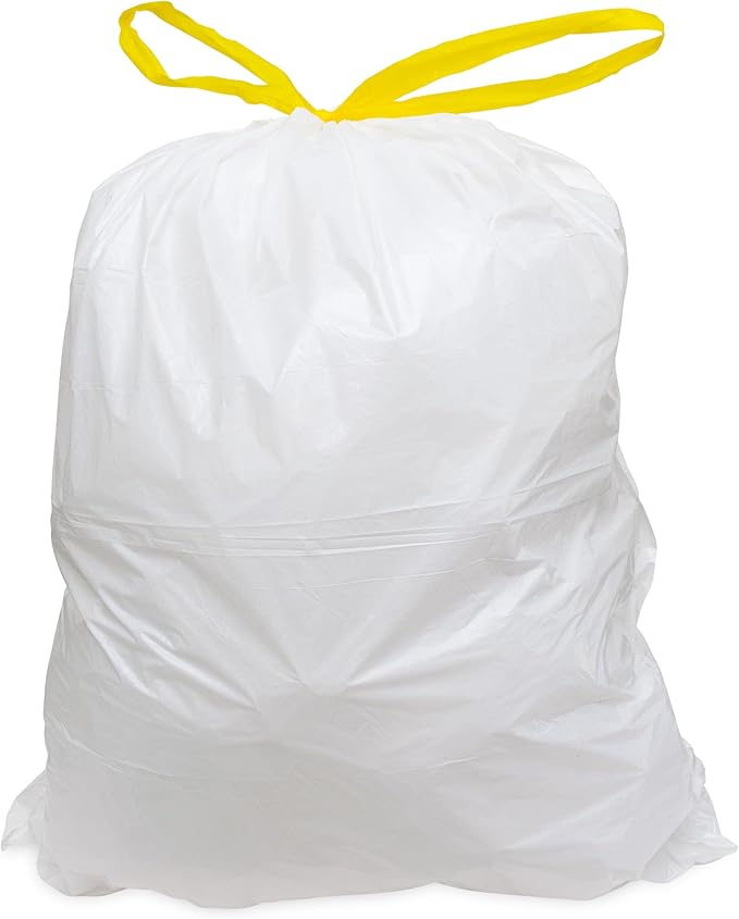 Medium Trash Bags Drawstring, 13 Gallon, Kitchen Garbage Liners for Home, Office Disposal, Recycling, Waste Management, 24x27, 100 Count