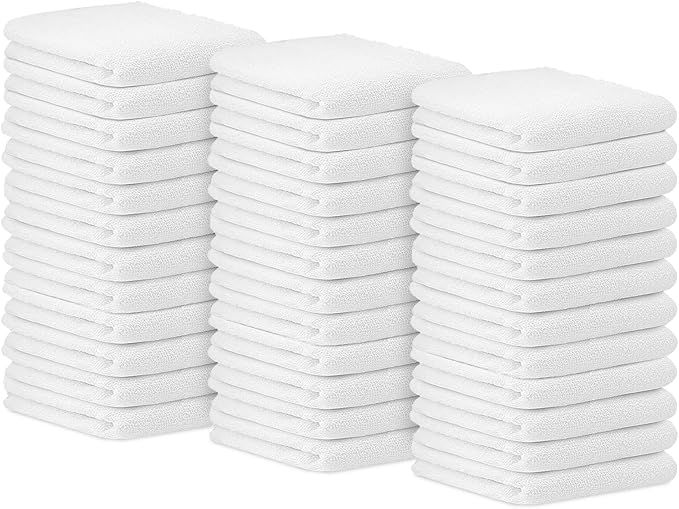 Avalon Towels Terry Bar Mop Towels (Value Pack of 36) Size 14"x17" – Absorbent and Durable, Multipurpose Cleaning Rags, Cotton Cleaning Cloths, Terry Cloth Rags, Reusable Shop Rag (White)