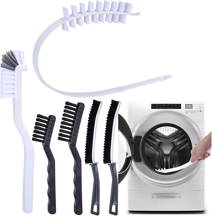 Palksky Washing Machine Cleaning Brush Set, Front Load Washer Machine Cleaner Accessories with 1PCS Drum Slot Cleaner Brushes and 5PCS Crevice Cleaning Brush for Washer Rubber Seal