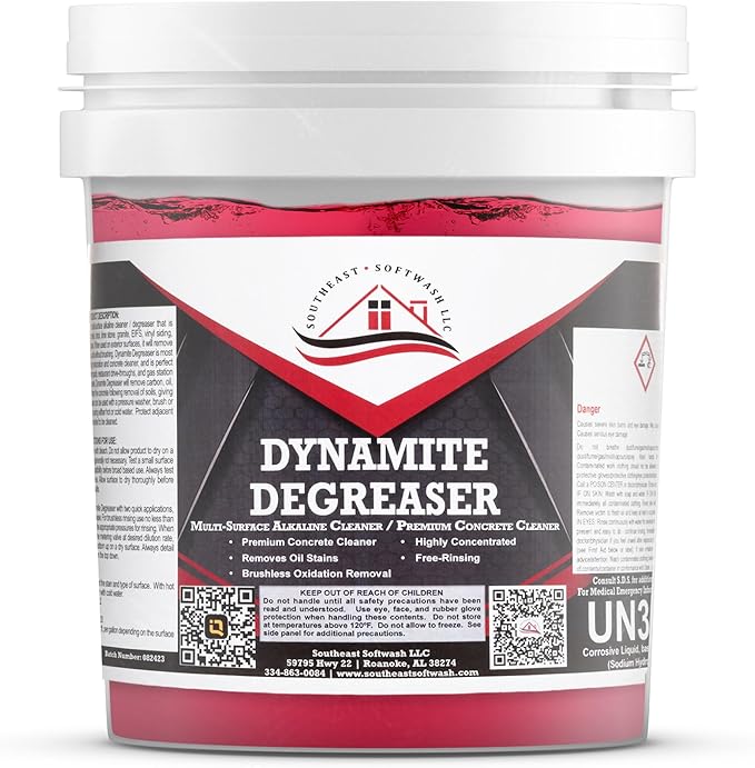 Dynamite Degreaser - Commercial Grade Degreaser for Oil Stain Removal, Concrete Dumpster Pads, Gas Station Cleaning (5)