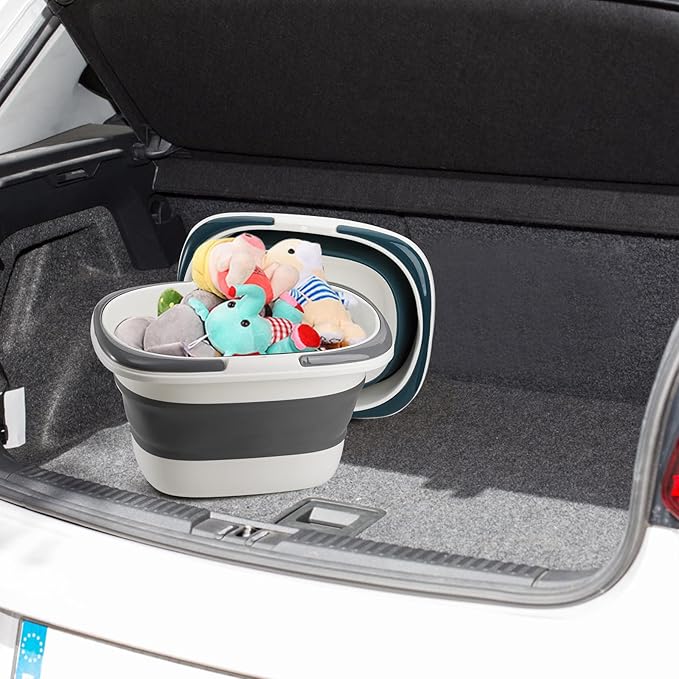 Coloch 2 Pack 16L/4.2 Gallon Collapsible Plastic Bucket, Foldable Mop Bucket Laundry Basket with Handle, Portable Water Pail Space-Saving Bucket for House Cleaning, Car Washing, Fishing, Camping