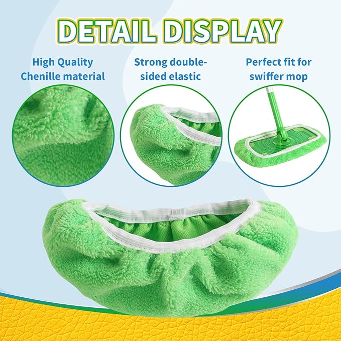 Reusable 100% Coral Fleece Mop Pads Compatible with Swiffer Sweeper, 3 Pack Wet and Dry Flat mop Cover, Washable Wet Pads Refill for Surface/Hardwood Floor Cleaning (Mop is Not Included)