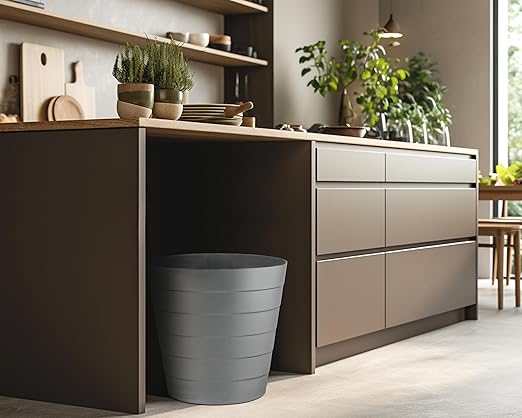 Small Trash Can (1.3 Gallons), Dorm Trash Can, Heavy Duty Dust Bin, Mini Garbage Can for Bedroom (Pack Of 3), Plastic Wastebasket, Bathroom Wastebasket (Grey) Round paper Trashcan, Office Trash Bin