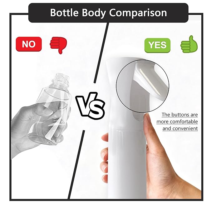 Spray Bottle for Hair Continuous Ultra Fine Mist (300ml) 360° Multi Spray Bottle for Plants, Cleaning, Skin Care Leakproof & Durable 2 Pack