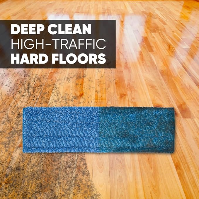 Microfiber Wholesale 18" Absorbent Microfiber Wet Mop Pad - Reusable, Machine Washable, Refills (2 Pack)