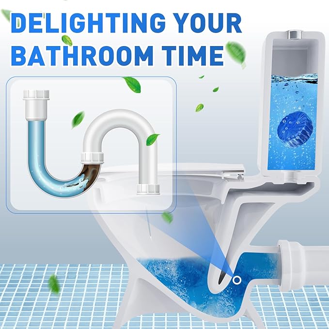 Qualirey 100 Pack Automatic Toilet Cleaner Tablets Toilet Bowl Long Lasting Bathroom Tank Tablets (Blue)