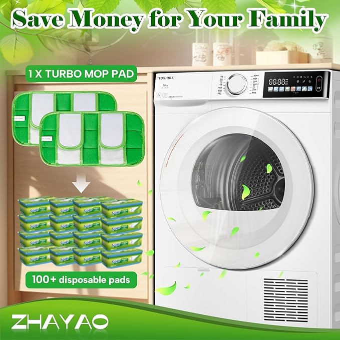 Reusable Pads Compatible with Swiffer Sweeper Mops, 2 Pack Washable Microfiber Floor Pad Refills, Wet and Dry Flat Cover for Surface/Hardwood Floor Cleaning (Mop Not Included)