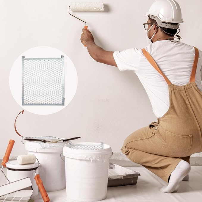 Landhoow 24 Pcs Paint Roller Grid for 5 Gallon Buckets, Paint Screen Strainer 4 Sided Metal Bucket Grid, Silver