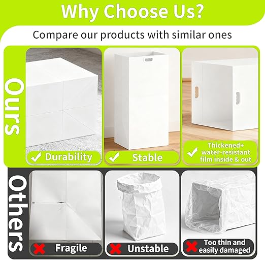 13 Gallon Disposable Trash Cans for Parties, 4 Pack Extra Large Portable Trash Can White Pop Up Trash Cans Bin, Recycle Collapsible Garbage Can Bins for Party Kitchen Camping Trash Can