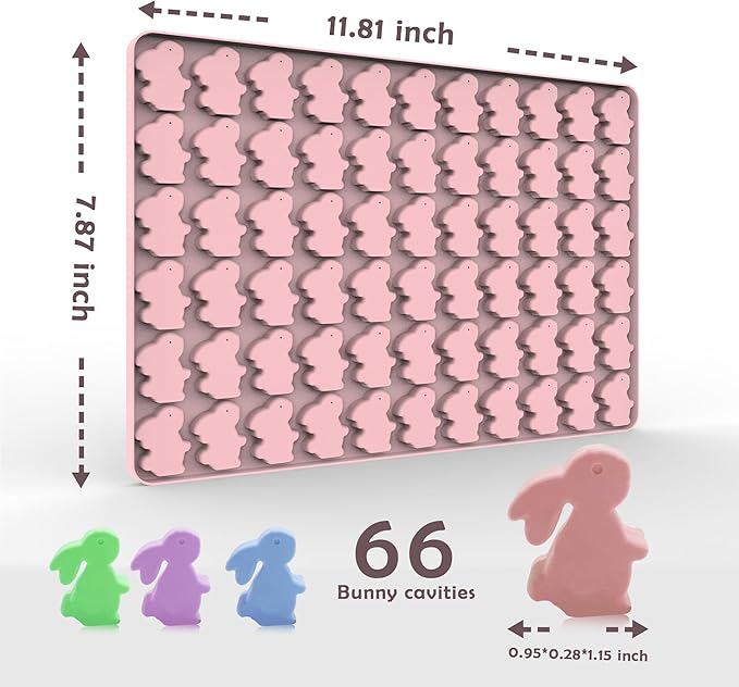 Bunny Silicone Molds for Candy Gummy Chocolate, Easter Molds, Rabbit Silicone Mold with Scraper (bunny)