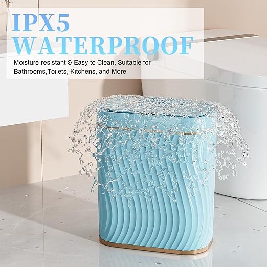 Bathroom Small Trash Can with Automatic Touchless Lid, 2.6 Gallon Smart Garbage Can Narrow Waterproof Trash Bin for Bedroom, Office, Living Room