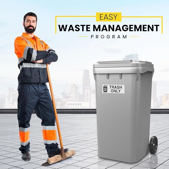 Trash Only Sticker for Trash Can, Garbage Can - 3-5 Year Indoor/Outdoor Rated - Heavy Duty, Weather Proof, Ultra Durable - USA Made (6x2 inch), 20 Labels