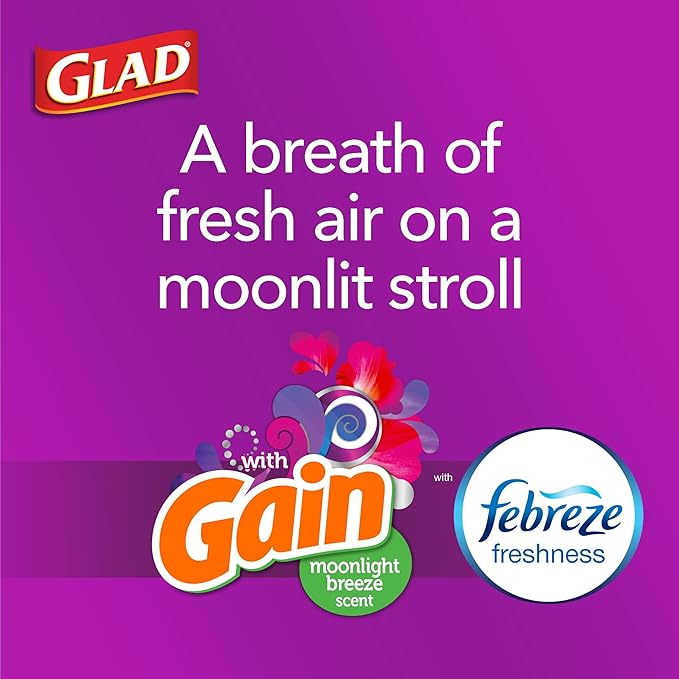 Glad ForceFlex Tall Kitchen Trash Bags, 13 Gallon, Gain Moonlight Breeze, 100 Ct (Package May Vary)