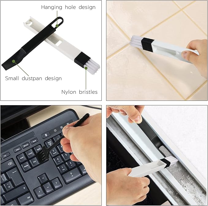8 Pcs Hand-held Groove Gap Cleaning Tools - Door Window Track Crevice Cleaning Brushes Blind Cleaner Duster, Window Magic Cleaning Brush for Shower Door, Car Vents, Air Conditioner, Keyboard
