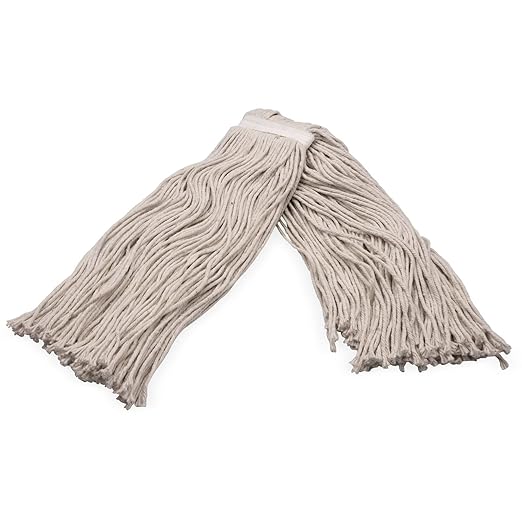 SPARTA Flo-Pac Cotton Mop Head, Cut-End, Narrow Band with White Band for Organized Cleaning, 44 Inches, Tan, (Pack of 12)