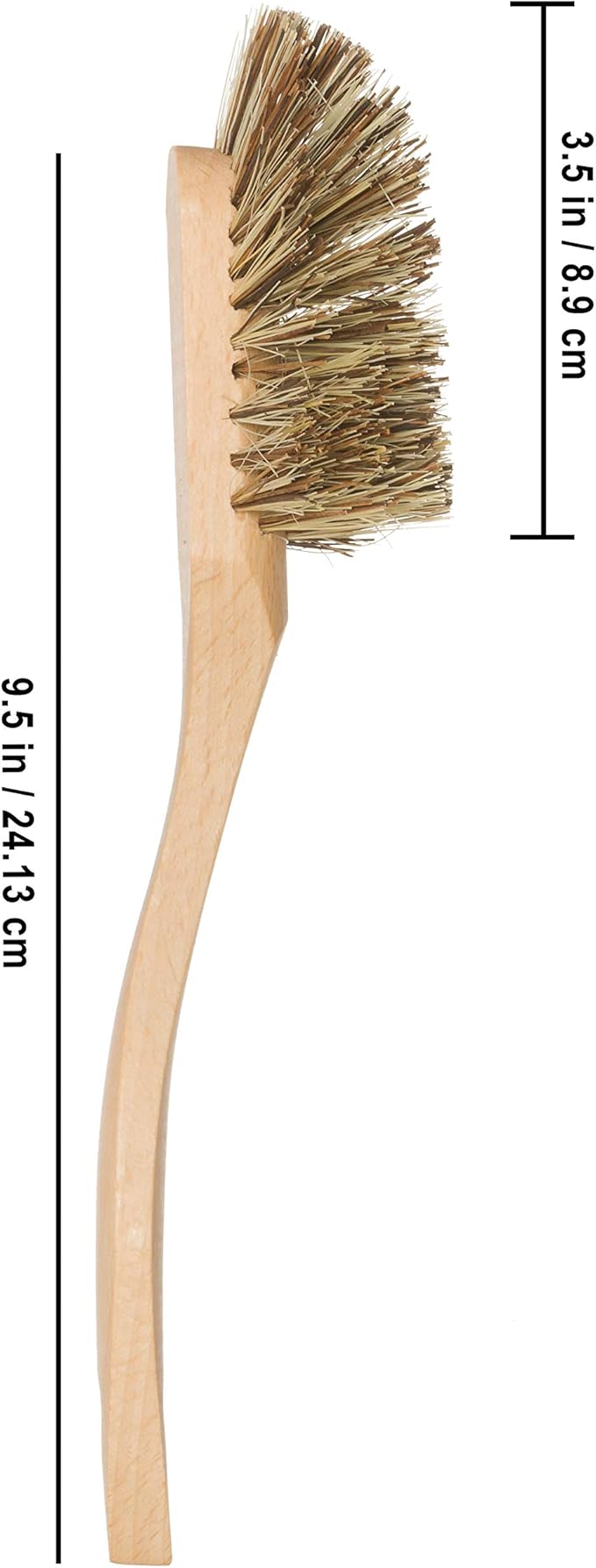 REDECKER Curved Dish Brush, Natural Union Plant Fiber Bristles, Ergonomic Design with Oiled Beechwood Handle, 10-1/2 Inches, Set of 2, Made in Germany - Union Bristle Scrubber