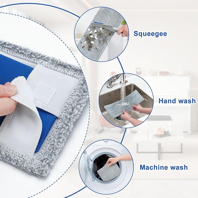 Mops for Floor Cleaning Microfiber Flat Mop with 4 Washable Mop Pads 57" Long Handle Wet Dry Mops for Hardwood Laminate Wall Vinyl Tile Floor Cleaning