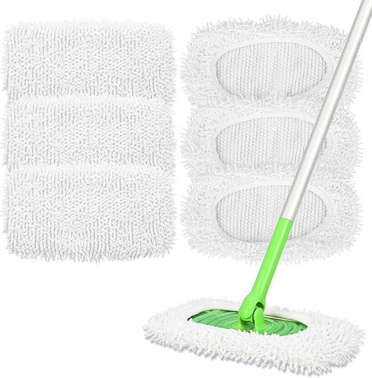 Reusable Dry Sweeping Cloths Microfiber Mop Pads Compatible with Swiffer Sweeper- 6 Pack Wet Mopping Cloths - Washable Wet Pads Refill for Mopping Floors (Mop is not Included)