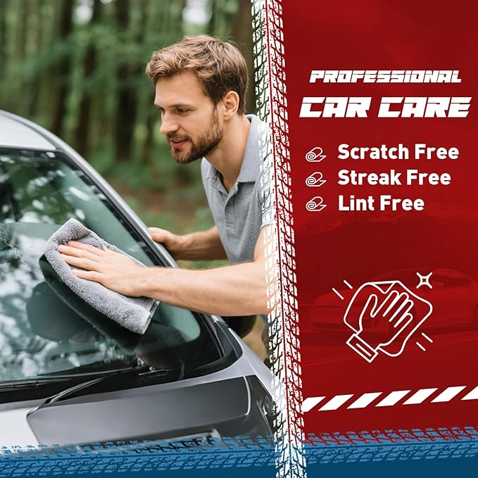 Microfiber Cleaning Cloths Bulk-18 Pack, Gray Microfiber Towels for Cars, Ultra Absorbent Microfiber Towel Weave Grime & Liquid for Streak-Free Mirror Shine - Car Washing Cloth, 12x12 inches