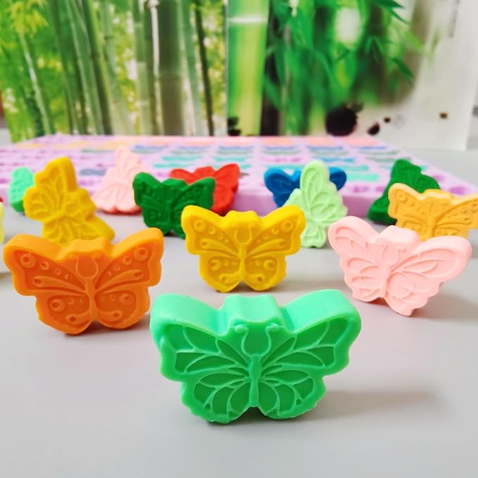 Mini Butterfly Silicone Molds for Chocolate Gummy Candy, Butterfly Mint Molds Ice Cube Molds with Scraper (butterfly)