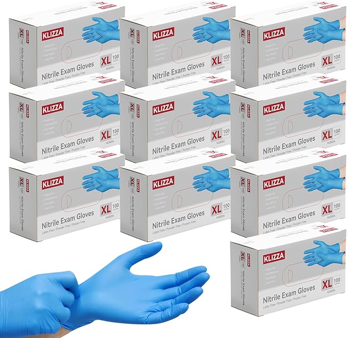 Nitrile Gloves Disposable, Latex and Powder Free Cleaning Rubber Gloves, 4 Mil Thick for Cooking, Food Prep, Exam