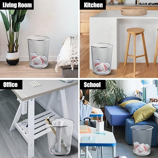 Silver Mesh Trash Cans 4 Gallon, 10Pack, Metal Wire Wastebaskets, Waste Basket Trash Can, Silver Mesh Trash Can for Office, Recycling Garbage Container Bin for Office, Home, Bedroom