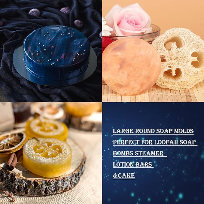 Round Soap Molds for Soap Making,2pc 4oz Large Size 6 Cylinder Silicone Molds for Loofah Soap,Bath Bombs,Shower Steamer, Lotion Bars