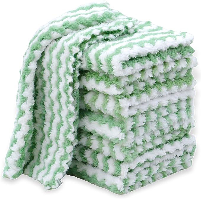 10PACK Kitchen Cleaning Cloths, Microfiber Dish Cloths: All-Purpose Washing/Soft/Lint Free/Absorbent/Quick Dry Reusable Washable Towels for Bathroom/Car/Glass, 10''x10'' - Green