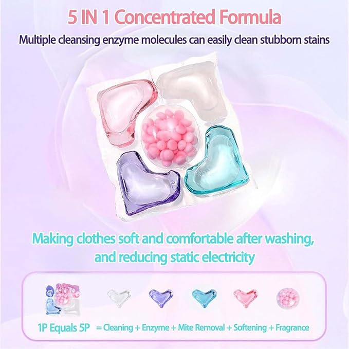 5 In 1 Laundry Beads, Fabric Softener Beads, Laundry Scent Bead Bulk, Gentle Care Fade Resistant for All Fabrics and Colors (100pcs, Citrus)