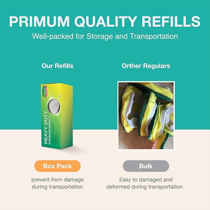 Dishwand Refills Sponges Heads - Non Scratch Dish Wand Refill Replacement, Heavy Duty Scrub Dots Brushes Dispenser, Soap Dispensing Scrubbers, Dishwashing Cleaner Supplies Kitchen Sink Dishwasher Tool