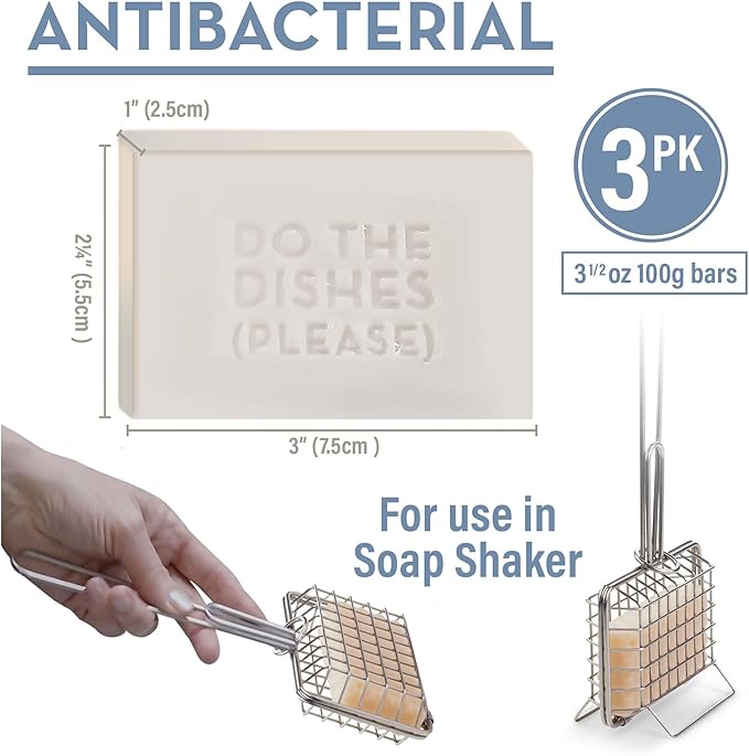 Natural Dish Soap Bars | 3 Pack | Concentrated Non-Toxic Dish Washing Soap | Plastic Free | Use with Soap Shaker for Zero Waste Dishwashing Detergent