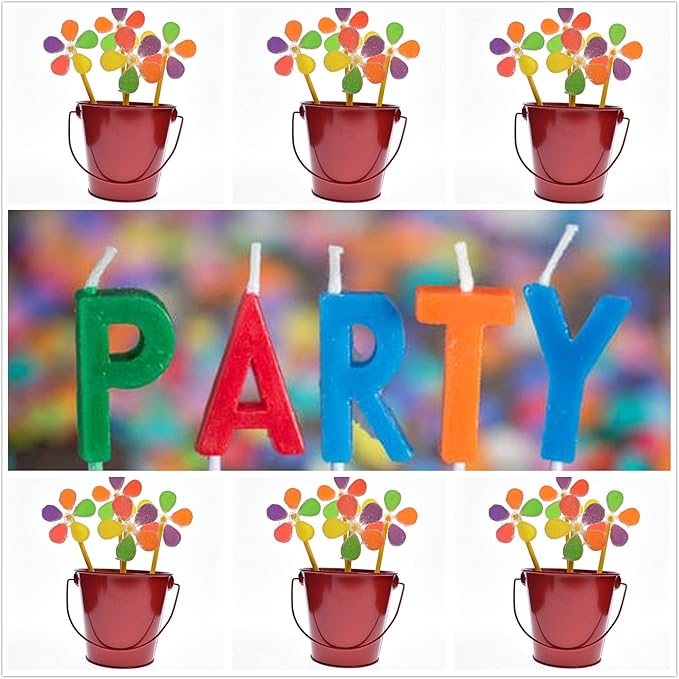 Small Metal Buckets with Handle, 6 Pack 4.3 Inch Colored Galvanized Bucket for Kids,Classroom,Crafts,and Party Favors (Red, 4.3" Top)