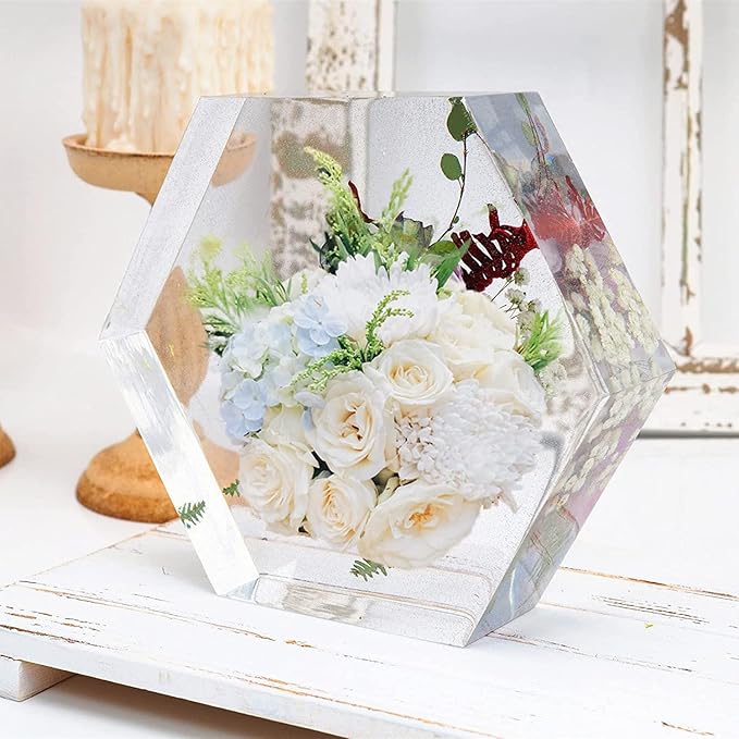 Large Silicone Molds for Resin, Actvty Large Resin Molds, 9 Inch Upgraded Hexagon Silicone Molds for Flowers Preservation, DIY Wedding, Valentine, Anniversary and Home Decors