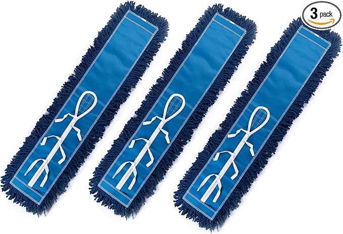 MATTHEW CLEANING 36'' Industrial Strength Cotton Dust Mop Refill Washable Replacement Heads For Residential & Commercial Use Fit Standard Dust Mop Frames, Hardwood, Laminate, Concrete Floors 3 Pack