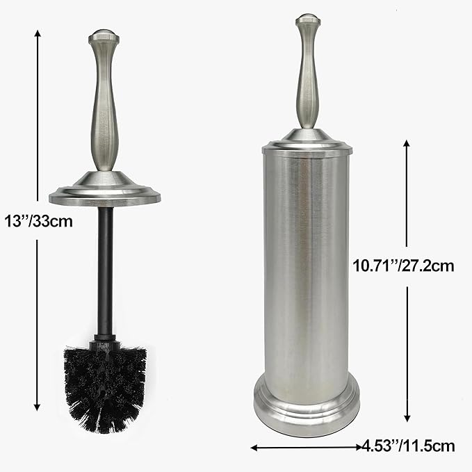 Brushed Nickel Toilet Bowl Brush with Holder, Durable Bathroom Cleaning Tool, Modern Design for Easy Toilet Maintenance, Bathroom Cleaner Brush for Efficient Cleaning and Hygiene