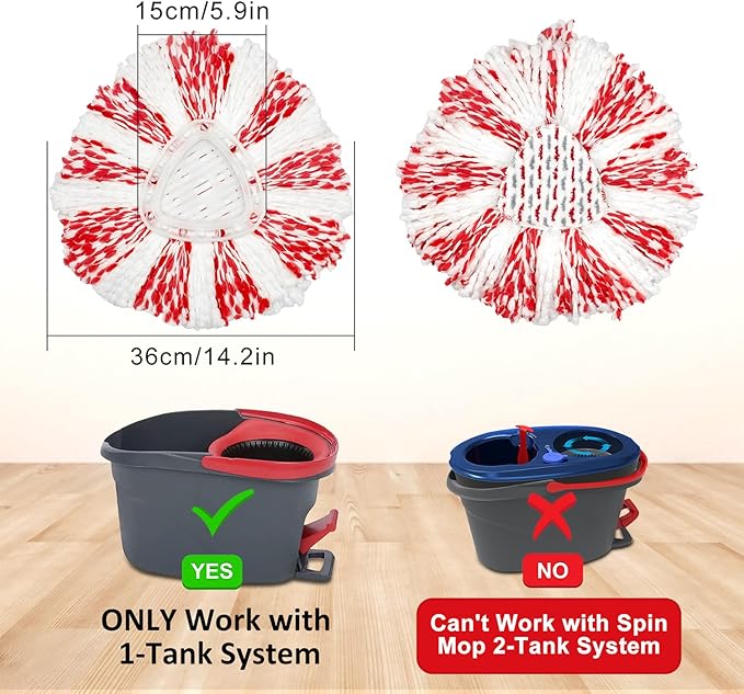 3 Pack Upgraded Deep Clean Refill Compatible with O Ceda EasyWring Spin Mop & Bucket System Microfiber Mop Heads Refill for Oceda Easywring 1 Tank Spin Mop System, 40% More Cleaning Power, Scrub Pad