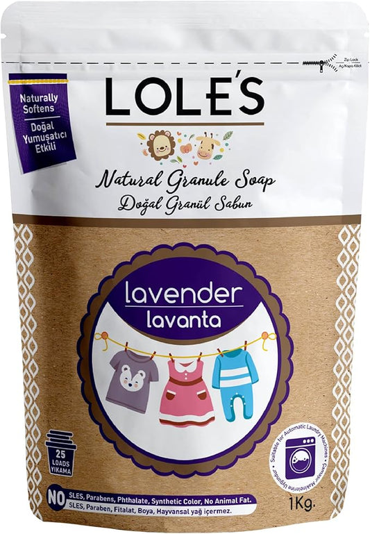 Lole's Granule Soap Lavender Scented 2.2 lb, Plant Based Soap Flakes, Laundry Detergent Granules, Eco Friendly Flake Bulk, Pure Natural Ingredients, Granulated Detergent
