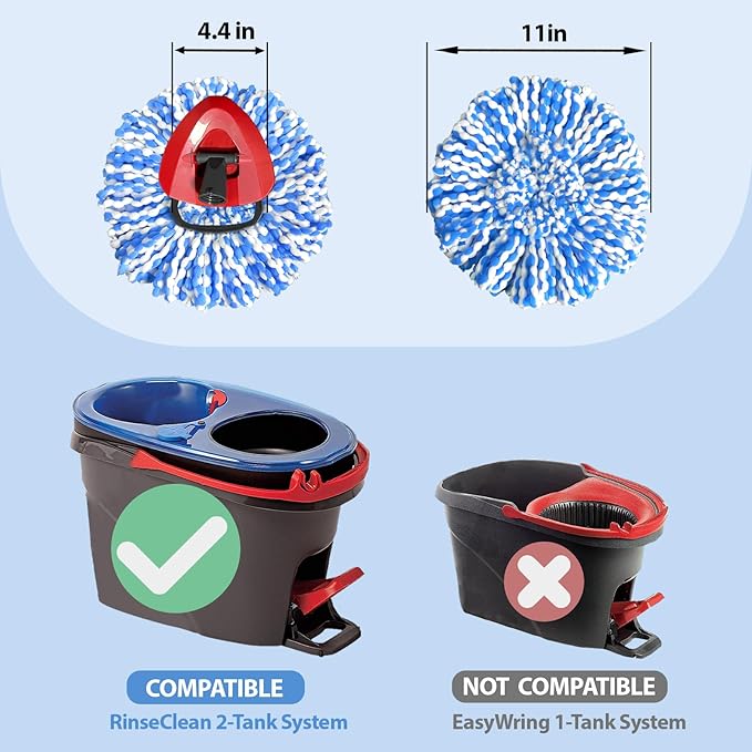 Mop Head Replacement, Microfiber, Easy to Replace, Include 3pcs Mop Replace Heads, 1 Extra Mop Replacement Base