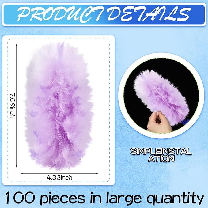 Vesici 100 Pcs Duster Refills Compatible with Swiffer Dusters Bulk Disposable Replacement Thickened with 1 Handle Heavy Duty for Cleaning, Office (Purple and Pink)