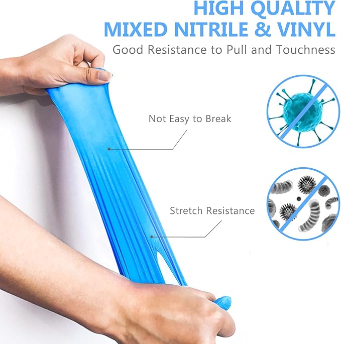 squish Disposable Gloves, Blue 4 mil Vinyl Synmax Exam Gloves Non Sterile, Powder Free, Latex Free - Cleaning Supplies, Kitchen and Food Safe(Pack of 100) (Blue Small)
