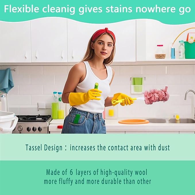 8 Pack 6 Layer Fleece Duster Refills for Swiffer Hand Duster, Zero Waste, 360-degree Cleaning，Reusable and Washable Replacement Dusters for Cleaning Ceiling Fan Hardwoods and Furniture(Multicolour)