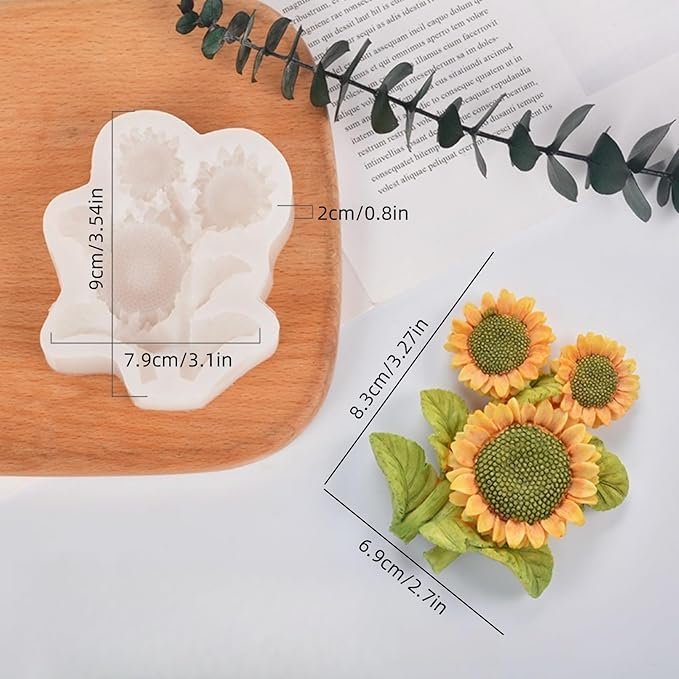3D Flower Bouquet Candle Soap Silicone Molds Fondant Chocolate Candy Cake Decorating Mould Resin Clay Baking Pastry Tools (Sunflower)